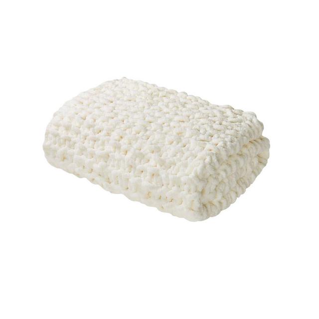 50"x60" Chenille Chunky Knit Throw Blanket Ivory