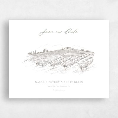 Pale Sage, Grey Wedding Save the Date - Fico Landscape