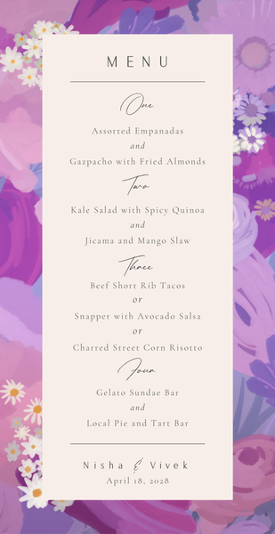 Chesley | Dusty Purple | Zola Wedding Menus