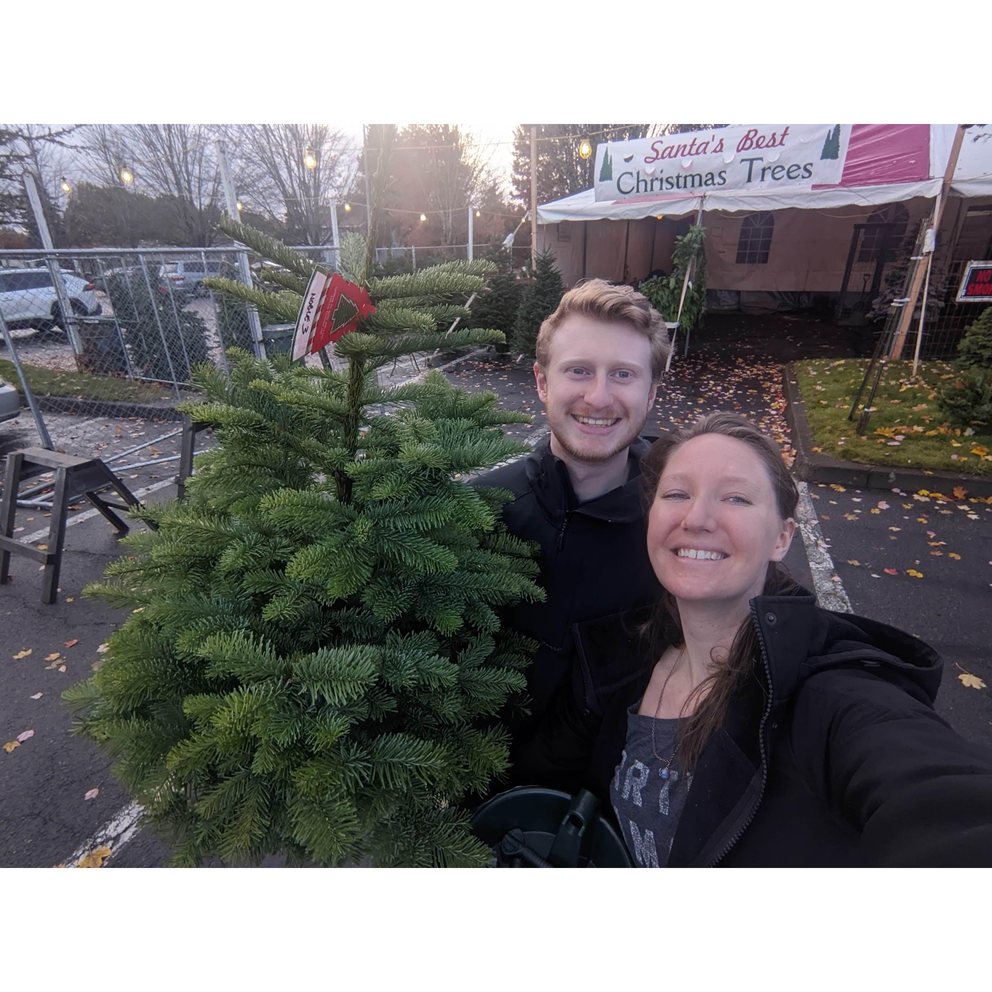 Our first Christmas tree together, it was so little and cute!