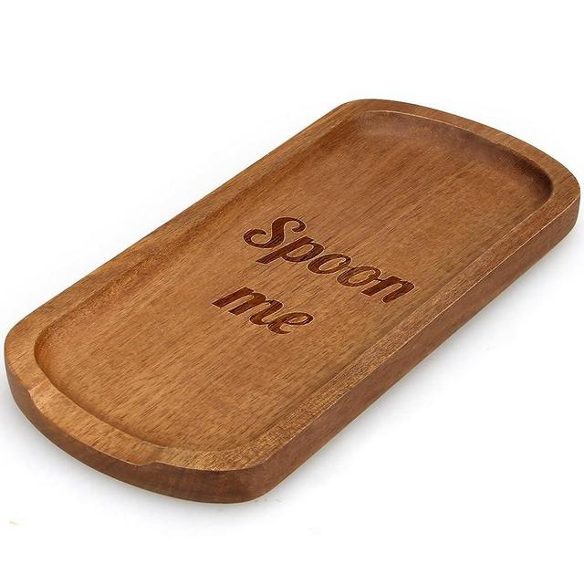 10" Long Acacia Spoon Rest Wooden Cooking Spoon Holder for Stove Top Kitchen Spatula Spoon Rest Best Wood Spoon Rest for Kitchen Counte Coffee Spoon Rest Utensil Rest