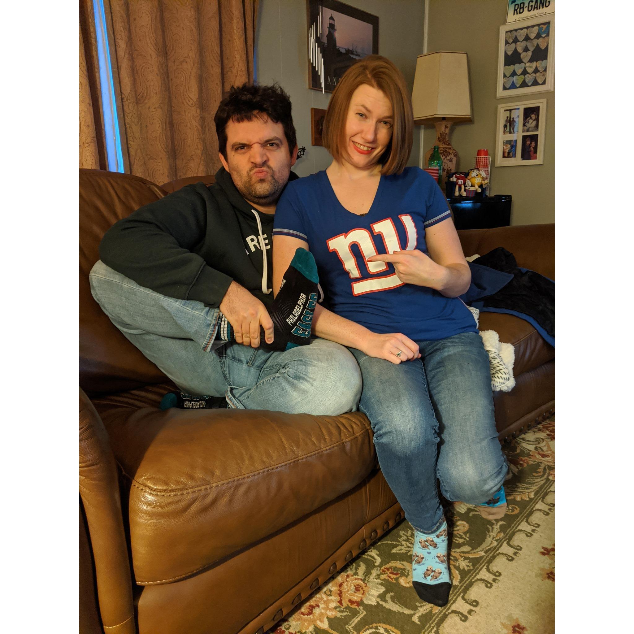 Giant vs. Eagles! Check out Collin's socks.