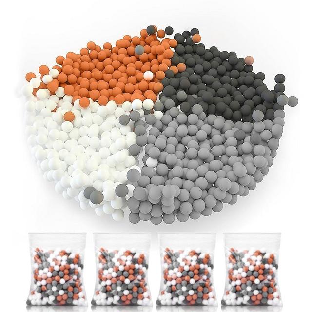 Cobbe 4 Packs Replacement Shower Head Beads，180g Shower Filter Stone Beads，Mineral Stone Balls for Water Filtration，for Filtered Shower Head (Orange Gray White)