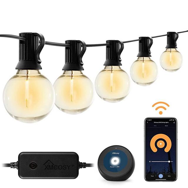 Outdoor String Lights – Patio Lights Outdoor Lights String Warm White LED String 100 Ft Lights Dimmable 2.4GHz Wi-Fi Control by App & Alexa 50+3 LED Bulbs Patio Lights Waterproof Extendable Cafe Light