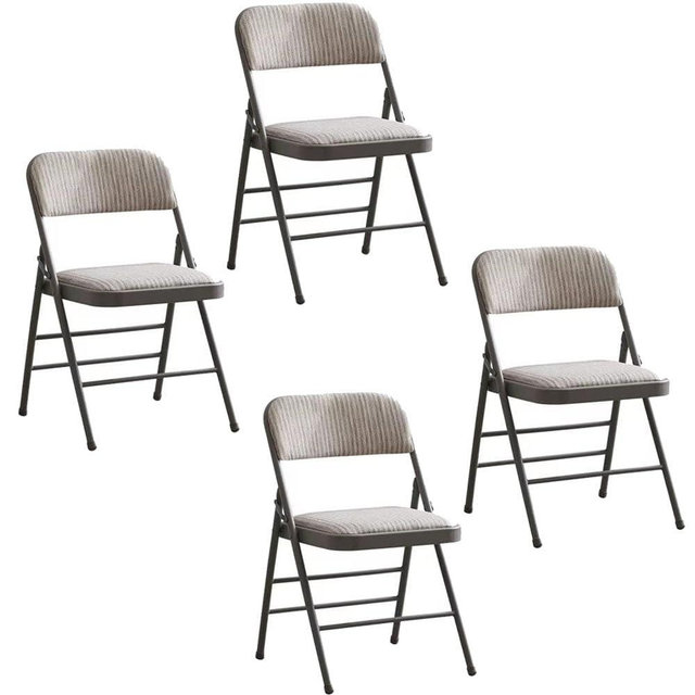 Amazing for less Pack of 4 (Fabric/Vinyl) Steel Frame Metal Foam Padded Folding Chairs (Black, Gray, White) (4-Pack - Fabric White)