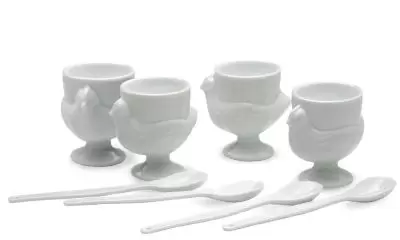 RSVP Porcelain Egg Cups Serving Set with Spoons