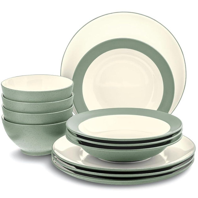 Noritake Colorwave Green 12-Piece Coupe Dinnerware Set, Service for 4