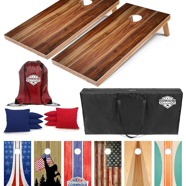 World Series of Cornhole Regulation Size Cornhole Boards - Lightweight & Durable All-Wood Construction | Backyard Bean Bag Toss Set | Outdoor Game for Tailgates & BBQs