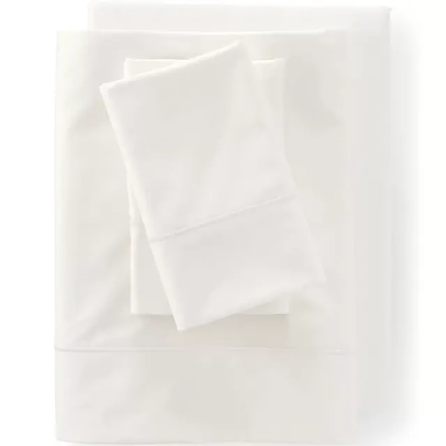 Lands' End 400 Thread Count Premium Supima Cotton No Iron Sateen Bed Sheet Set - California King - Ivory