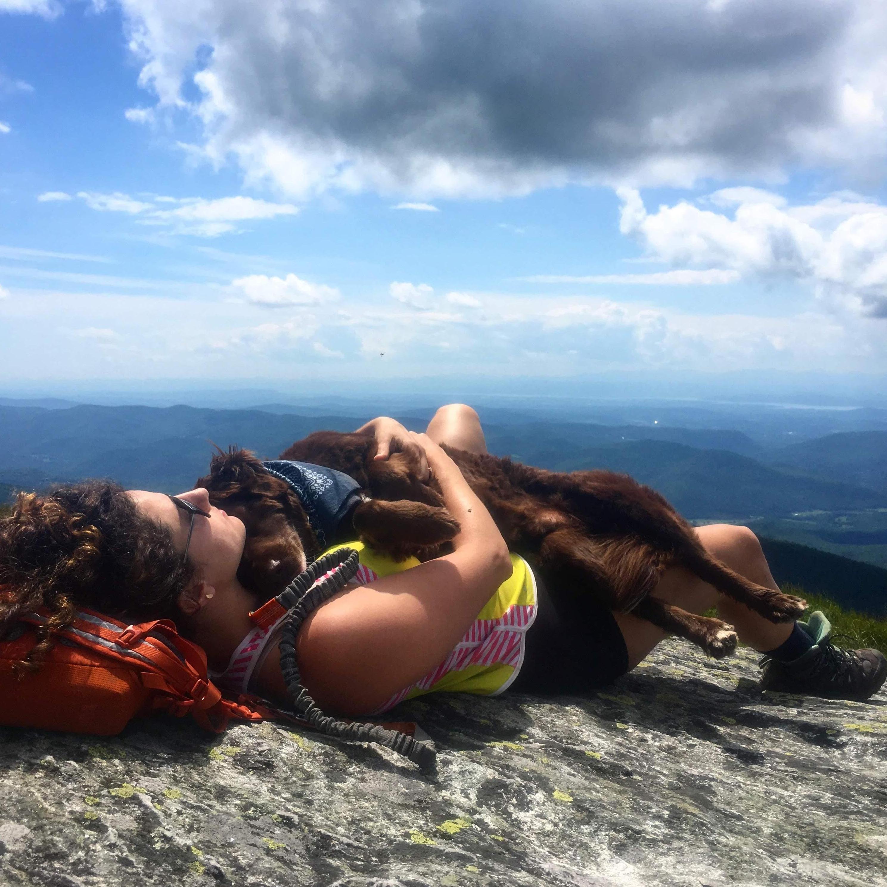 Relaxing at the summit of Camel's Hump, VT