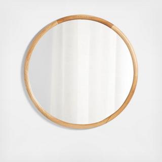 Natia Oak Round Wall Mirror