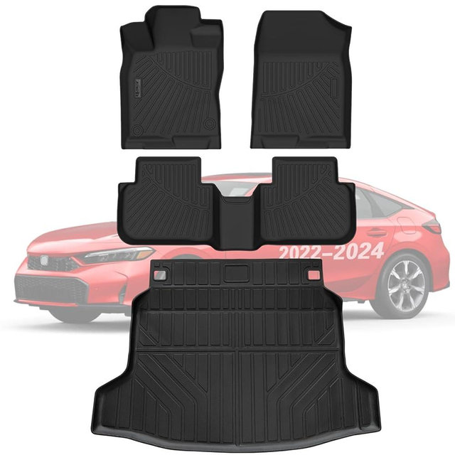 AltraVos Floor Mats & Trunk Mat for 2022 2023 2024 2025 Honda Civic Hatchback (Only Hatchback), TPE All Weather Protection 2 Rows Full Set Car Floor Liners with Cargo Liner for Civic Accessories