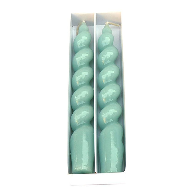 Gedengni Spiral Taper Dinner Candles Conical Stick Candles H 19 cm for Holiday Wedding Party (Blue Green)