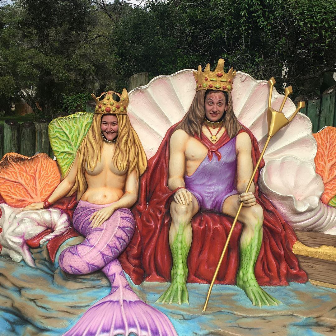 Ruling benevolently over the mutant aquatic kingdom at Weeki Wachee before our day passes expired