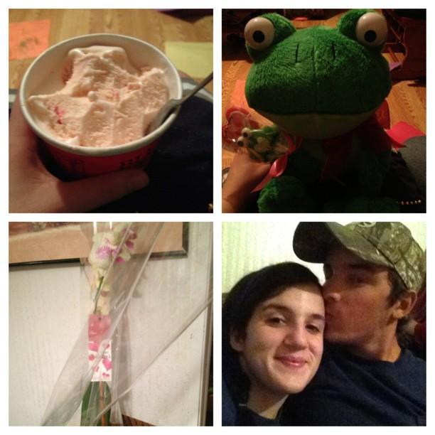 He brought me Ice cream, a flower plant, and a stuff animal when I was sick.