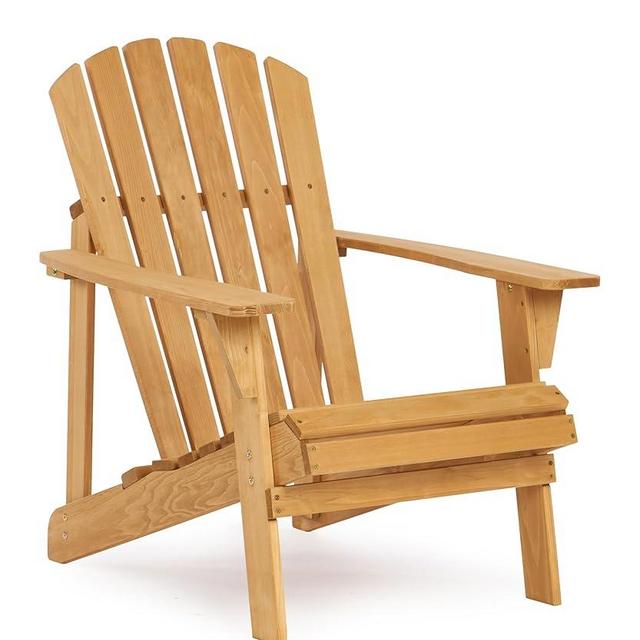 Oversized Outdoor Wooden Adirondack Chair with Pre-Assembled BackRest & SeatBoard, Patio Chair for Garden Lawn Backyard Deck Pool Beach Firepit