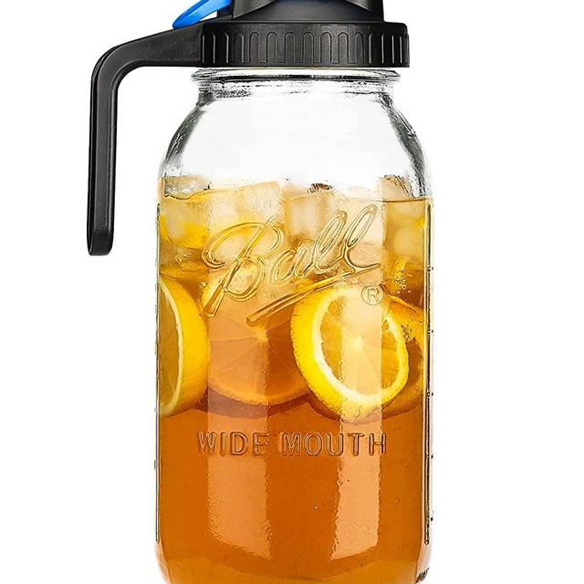 Half Gallon Mason Jar Pitcher Large Wide Mouth 64 oz Mason Jar Pitcher with Lid - 2 Quart Pitcher for Iced Tea, Sun Tea, Lemonade, Coffee, Airtight, Set of 1