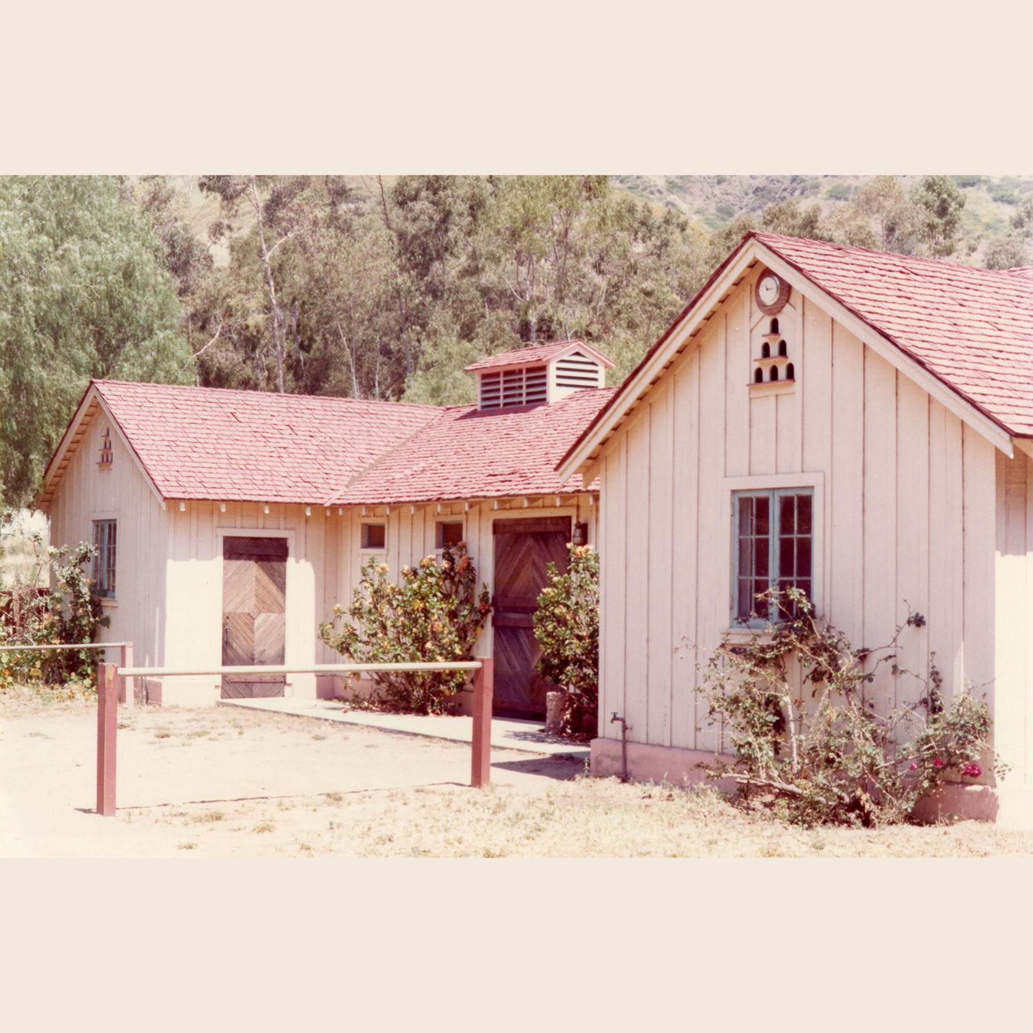 Tack room facilities at Laudamus Farm, 1974. This building is still standing today