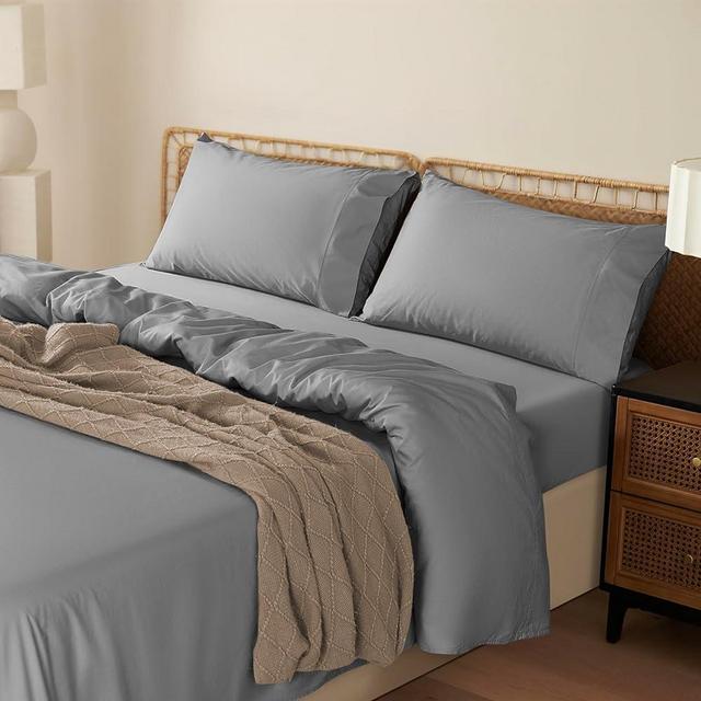 LBRO2M 1000 Thread Count 100% Egyptian Cotton Sheets Set,Queen Size Bed Sheet 4 Piece Sets,Long Staple,16 Inches Deep Pocket,All Season,Bedding Super Soft Breathable,Sateen Weave (Grey)