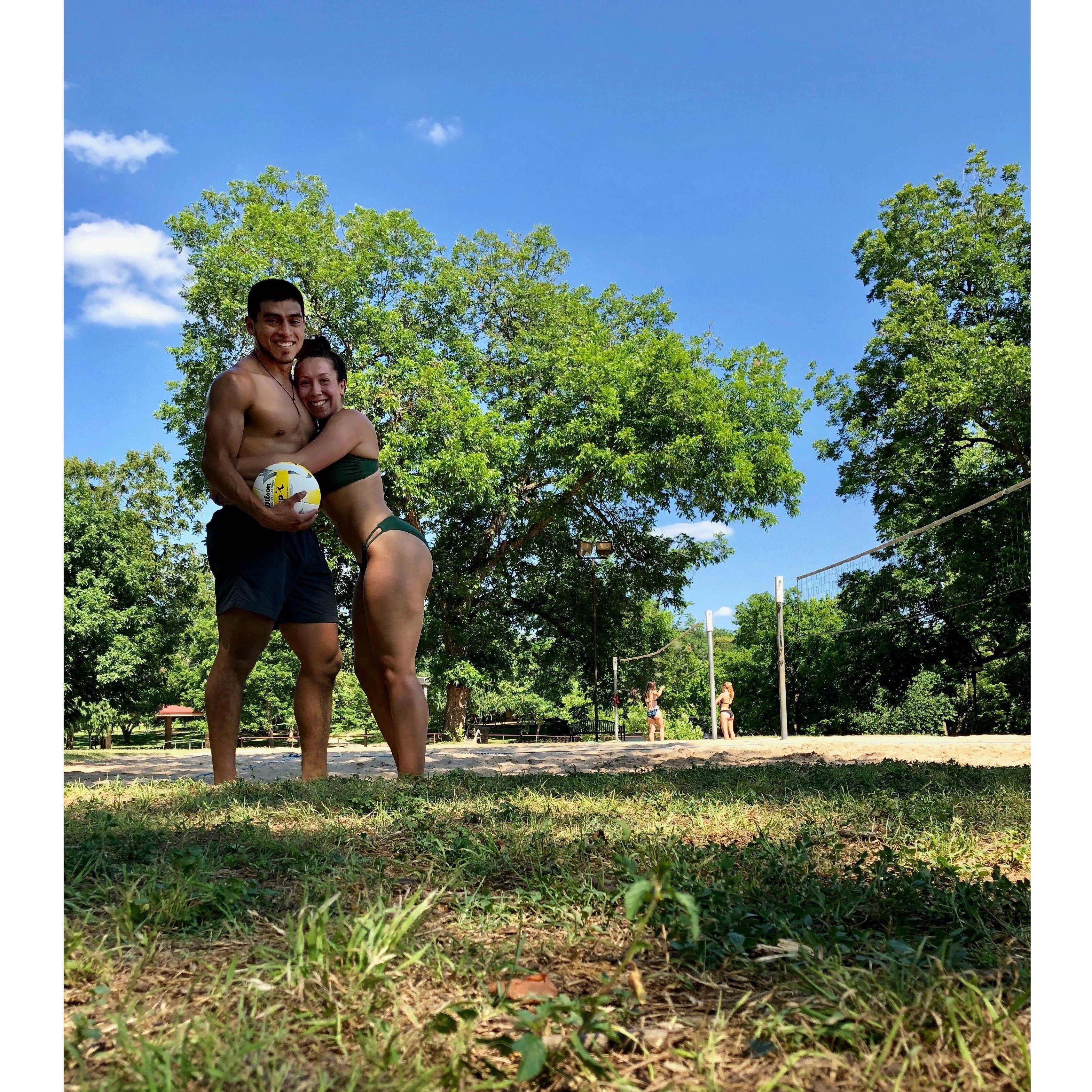One of our favorite things to do together-- play sand volleyball at sewell park