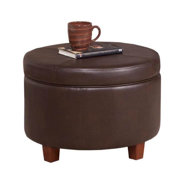 Large Round Storage Ottoman Chocolate Brown - HomePop