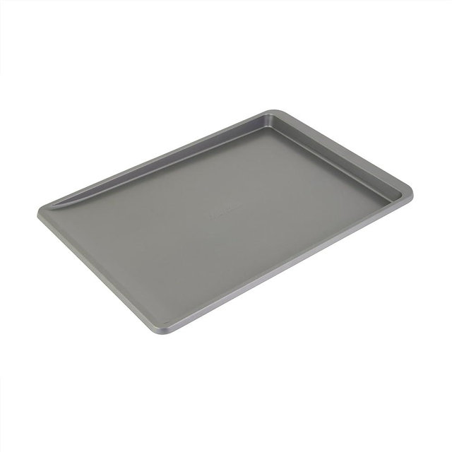 KitchenAid Nonstick 13 x 18 in Cookie Slider with Extended Handles for Easy Grip, Aluminized Steel to Promoted Even Baking, Dishwasher Safe,Contour Silver