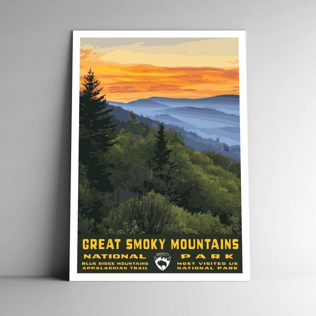 Great Smoky Mountains National Park Vintage-Style Travel Poster - 8x10 - 12x18 - 18x24 - 24x36 / 4x6 Postcard WPA-Style Tennessee NC USA