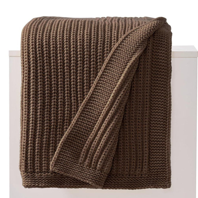 Chunky Knit Brown Throw Blanket for Couch Soft Cozy Large Thick Knitted Throw Blankets for Sofa Bed Cute Decorative Throw Blanket for Living Room,60"x 80",Dark Brown