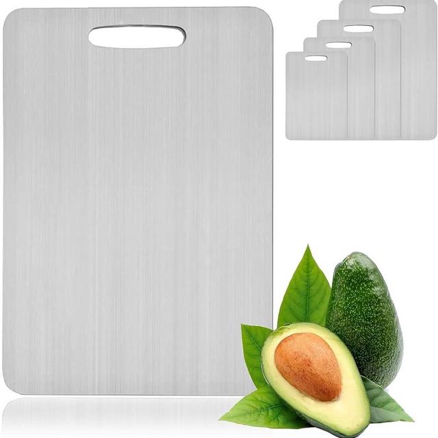 Titanium Cutting Boards，Pure Titanium Cutting Boards for Kitchen， Cutting Edge Hygiene & Durability, Double Sided grade Titanium Cutting Mat from Japan (11 x 15.35in)