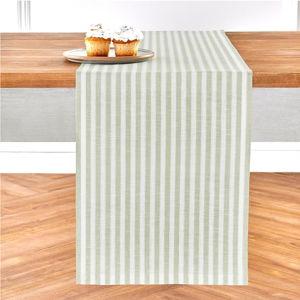 Solino Home Stripe Linen Table Runner 60 Inch - Sage and White, 100% Pure Linen Easter Table Runner 14 x 60 Inch Ideal for Dresser and Coffee Tables - Amalfi Stripe