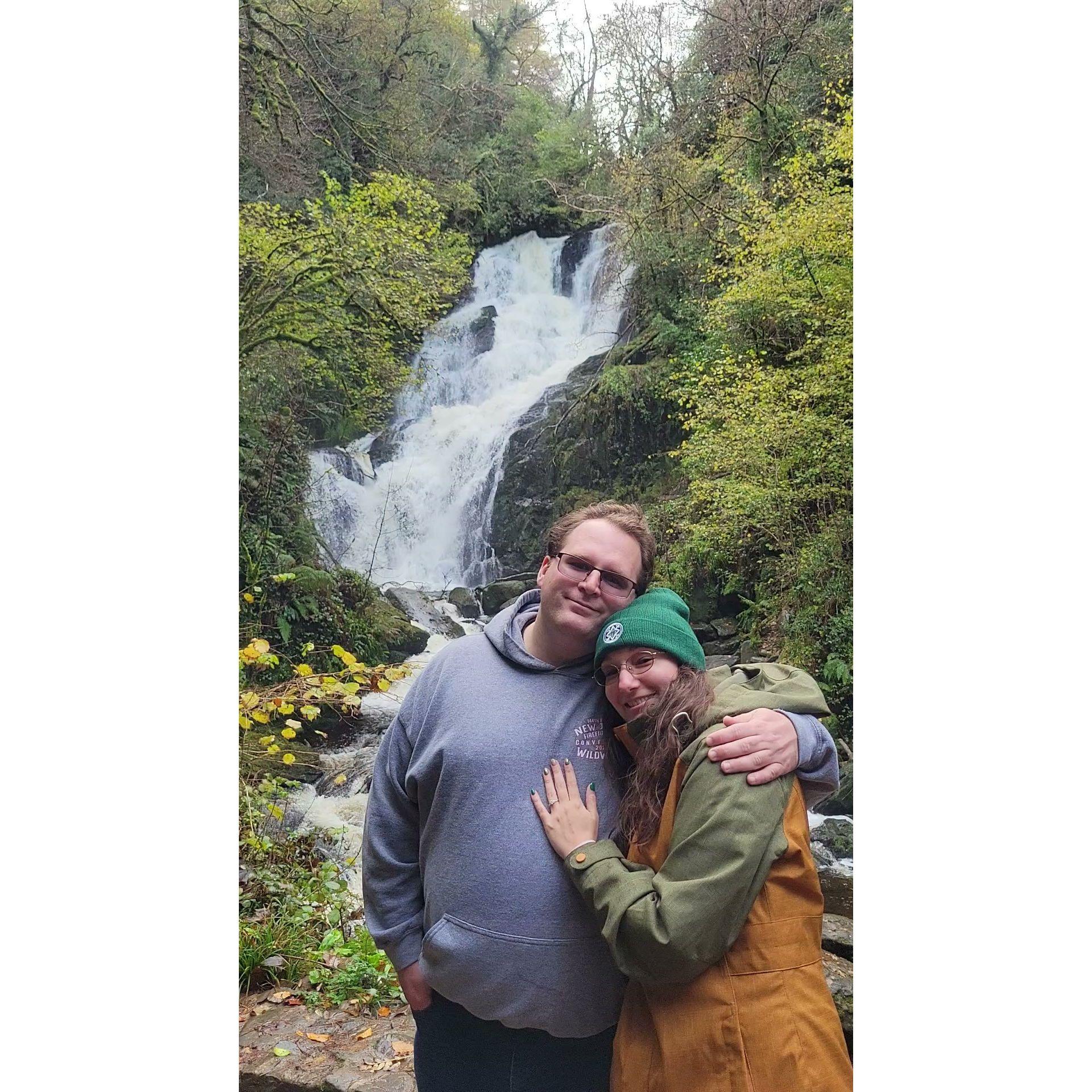 The day after we got engaged at the Torc Waterfall in Ireland