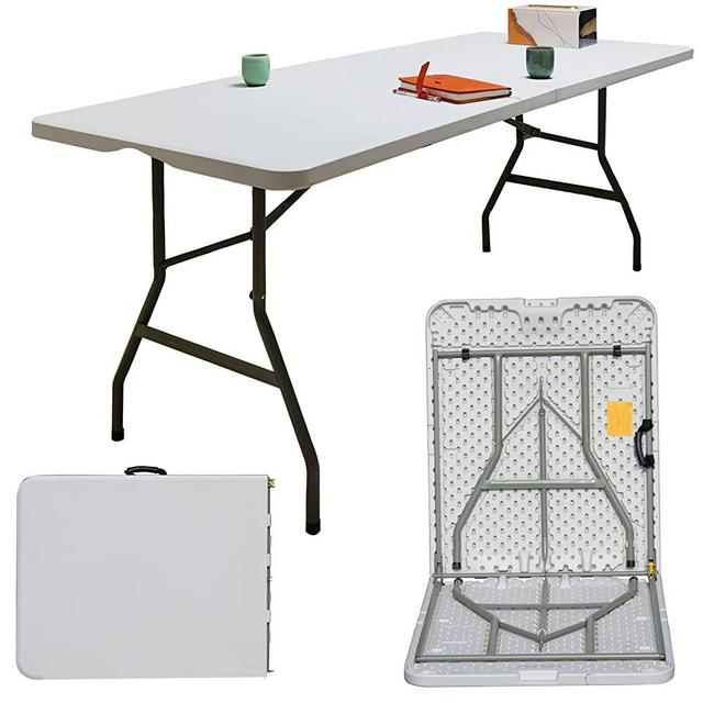 BOSOVEL 6ft Folding Table Fold in Half w/Handle Plastic Heavy Duty Lightweight for Outdoor & Indoor Party Dining Picnic Camping Wedding BBQ Catering Garden Kitchen Market Events