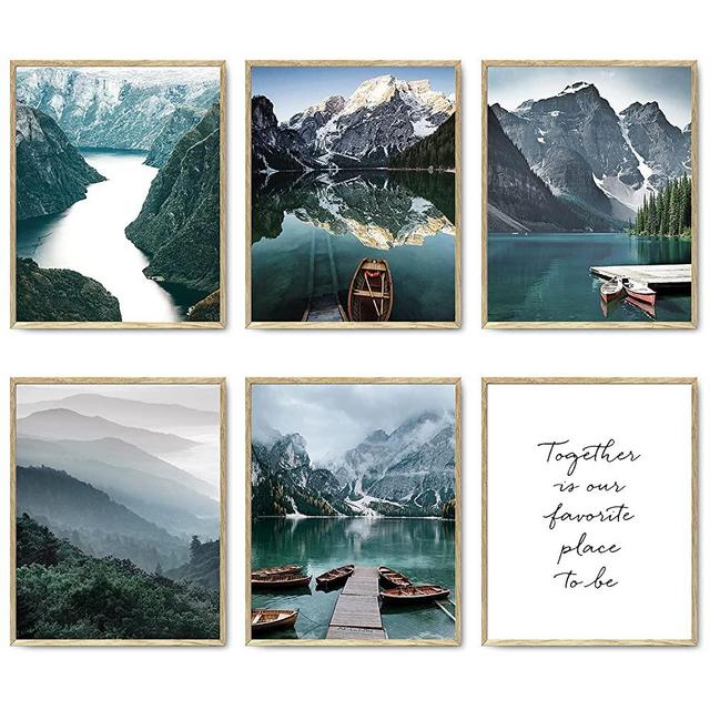 Scandinavia Travel Wall Art Prints Set of 6 Mountain Pictures Wall Decor Natural Landscape Photography Poster Canvas Print Wall Art Pictures Living Room Decor Home Decor (8"x10" UNFRAMED)