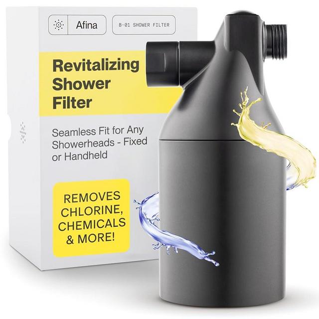 Afina Shower Head Filter – Works with Shower Head Handheld with Water Filter – Reduces Hair Fall, Dandruff, Dry Skin & Eczema. High Pressure Shower Heads, Easy Install, Universal Fit (Black)