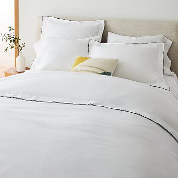 European Flax Linen Merrow Edge Duvet Cover & Shams