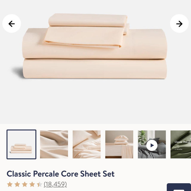 Classic Percale Core Sheet Set- Queen Size, Color Shell or Coral Floral