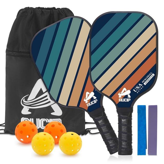 Pickleball Paddles Set of 2, USAPA Approved Fiberglass Surface Pickleball Paddles with Polypropylene Honeycomb Core, Lightweight Pickleball Set with 2 Pickleball Rackets, 4 Balls, 2 Grip Tape & 1 Bag