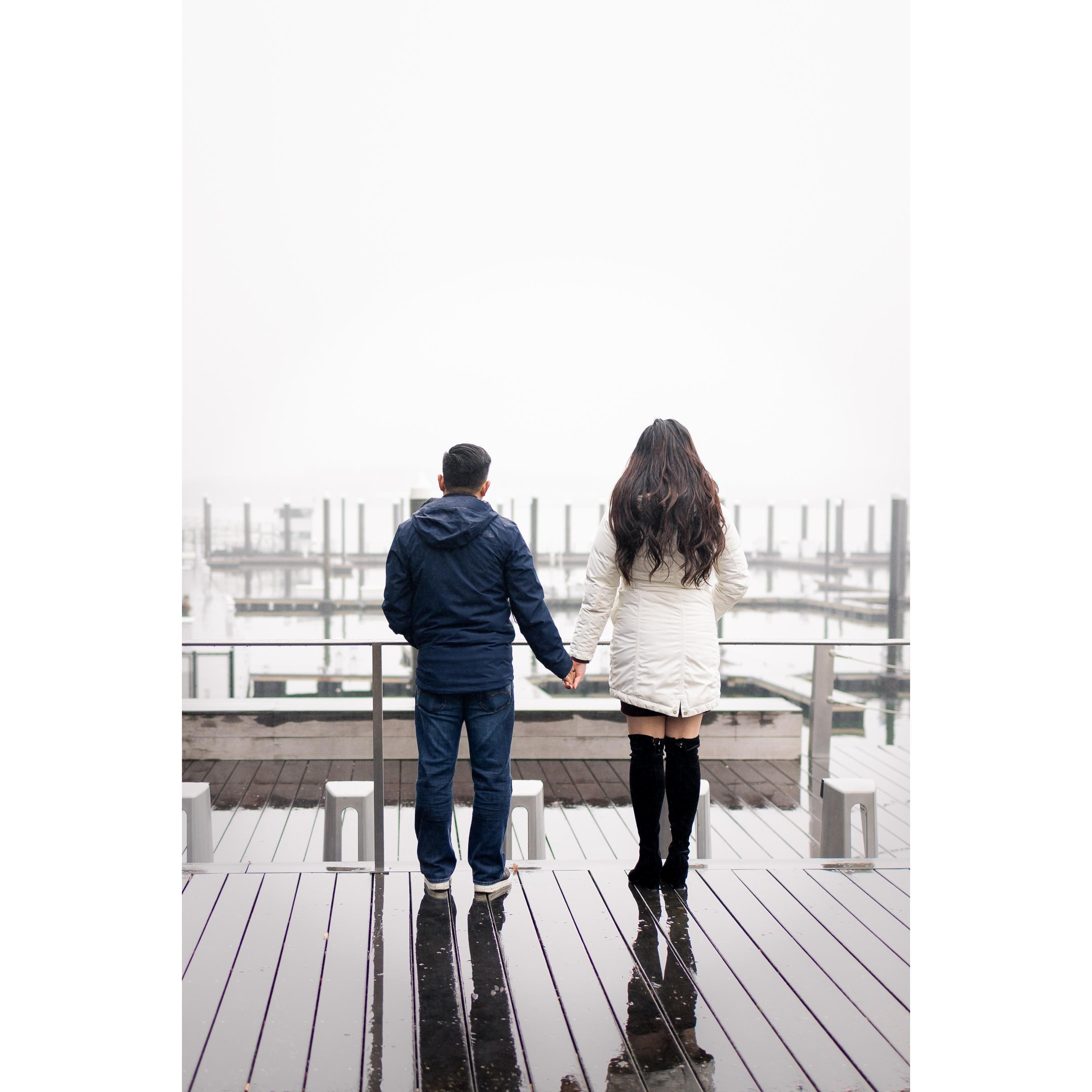 Here are some engagement pictures we took in the rain after 1 year of being engaged and 6 months prior to our wedding haha