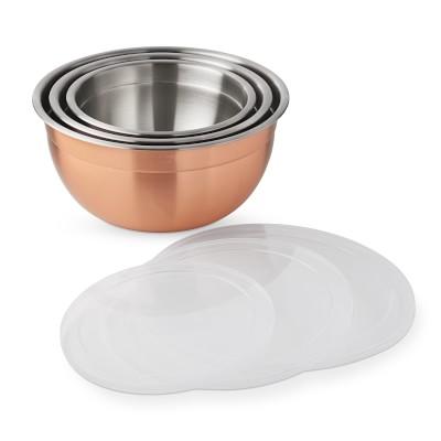 Williams Sonoma Copper Mixing Bowls With Lids, Set Of 3