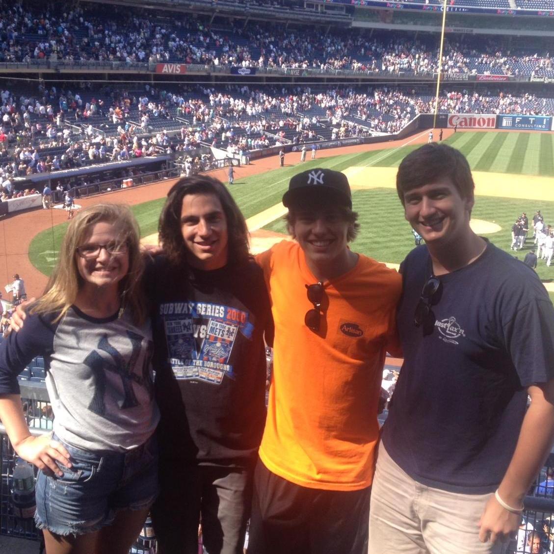 Yankees with the boys and Joe's ridiculously long hairs. Circa 2012ish.