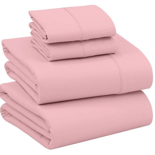 RUVANTI 100% Cotton Sheets - Crispy Cooling Percale Sheets for King Size Bed, Breathable & Durable King Sheet Set, 16 Inches Deep Pocket Bed Sheets, Bridal Rose, 4 Pieces