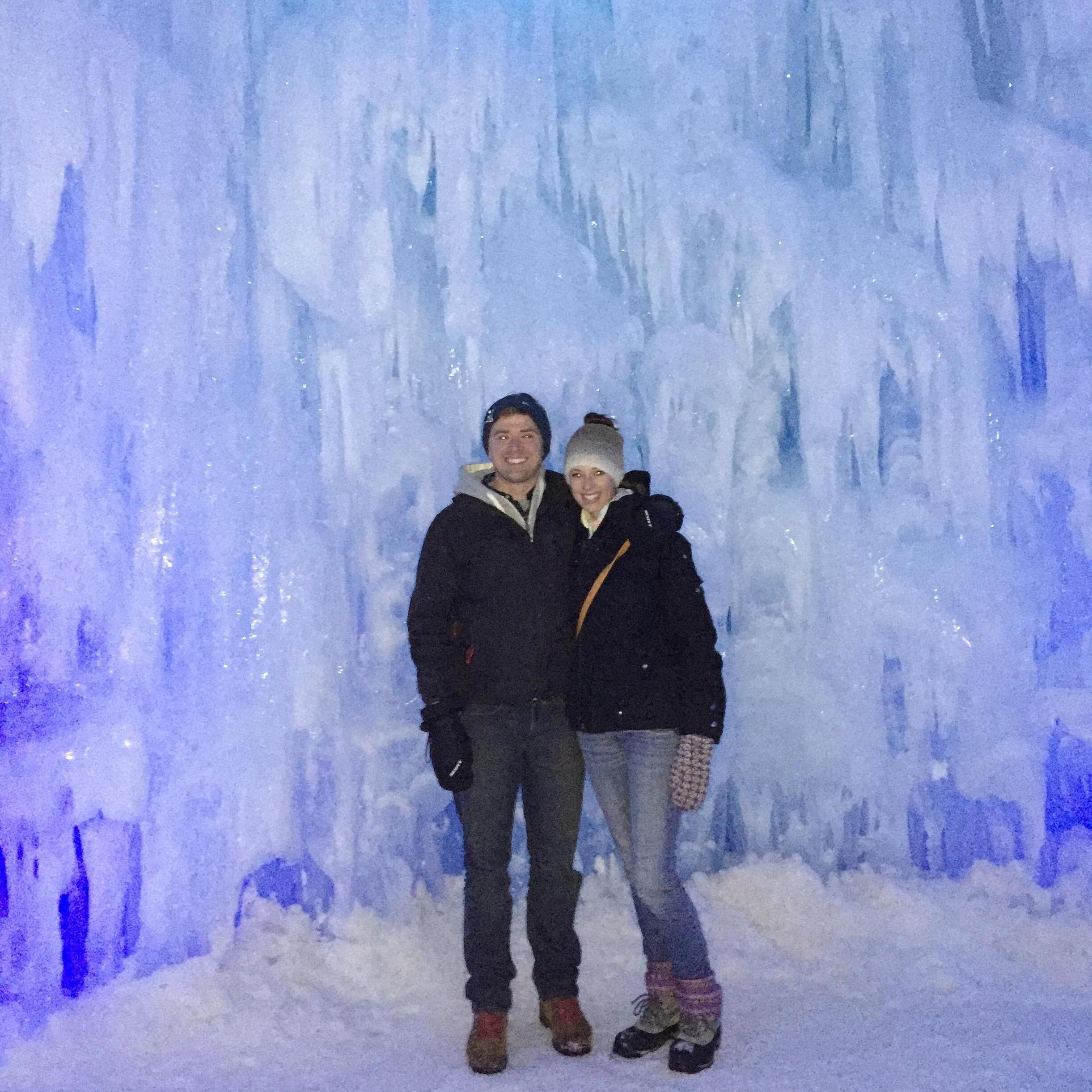 Hannah and Andrew at the Ice Castles in Lincoln, NH
