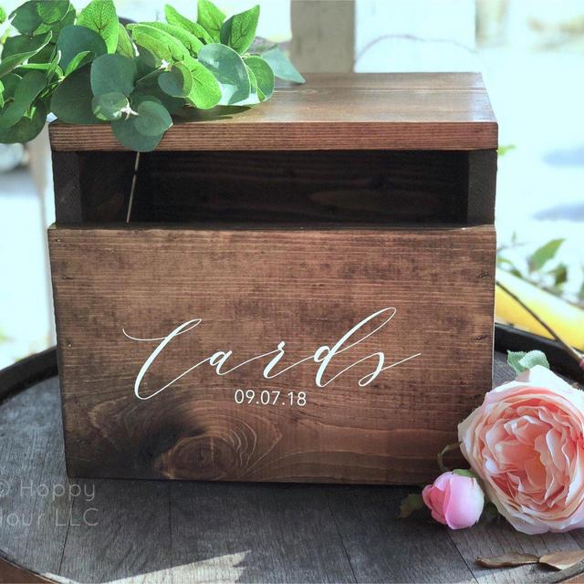 Wedding Card Box - Custom Rustic Wedding Decor - Wooden Card Box with Slot