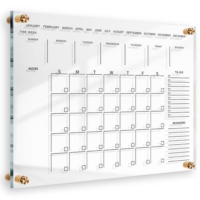 Premium Ultra-Clear Acrylic Wall Calendar Dry Erase | OVERSIZE 28"X20" | Large Glass Calander For Home Family Planner Office Board Reusable Whiteboard Big Monthly | 8 Magnetic Pens Eraser (2023-2024)