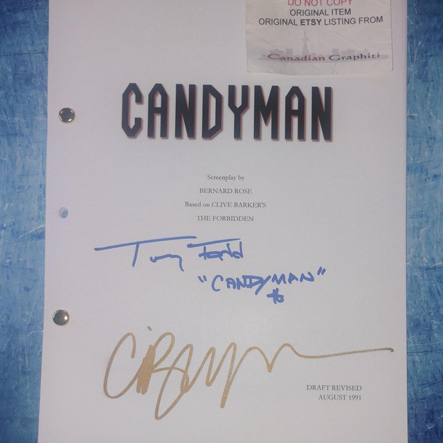 Tony Todd & Clive Barker Hand Signed Autograph Candyman Script COA