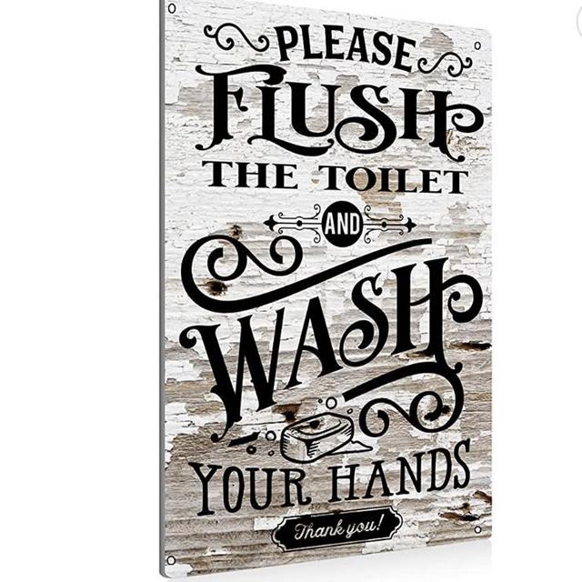 Rustic Bathroom Metal Tin Sign Wall Decor