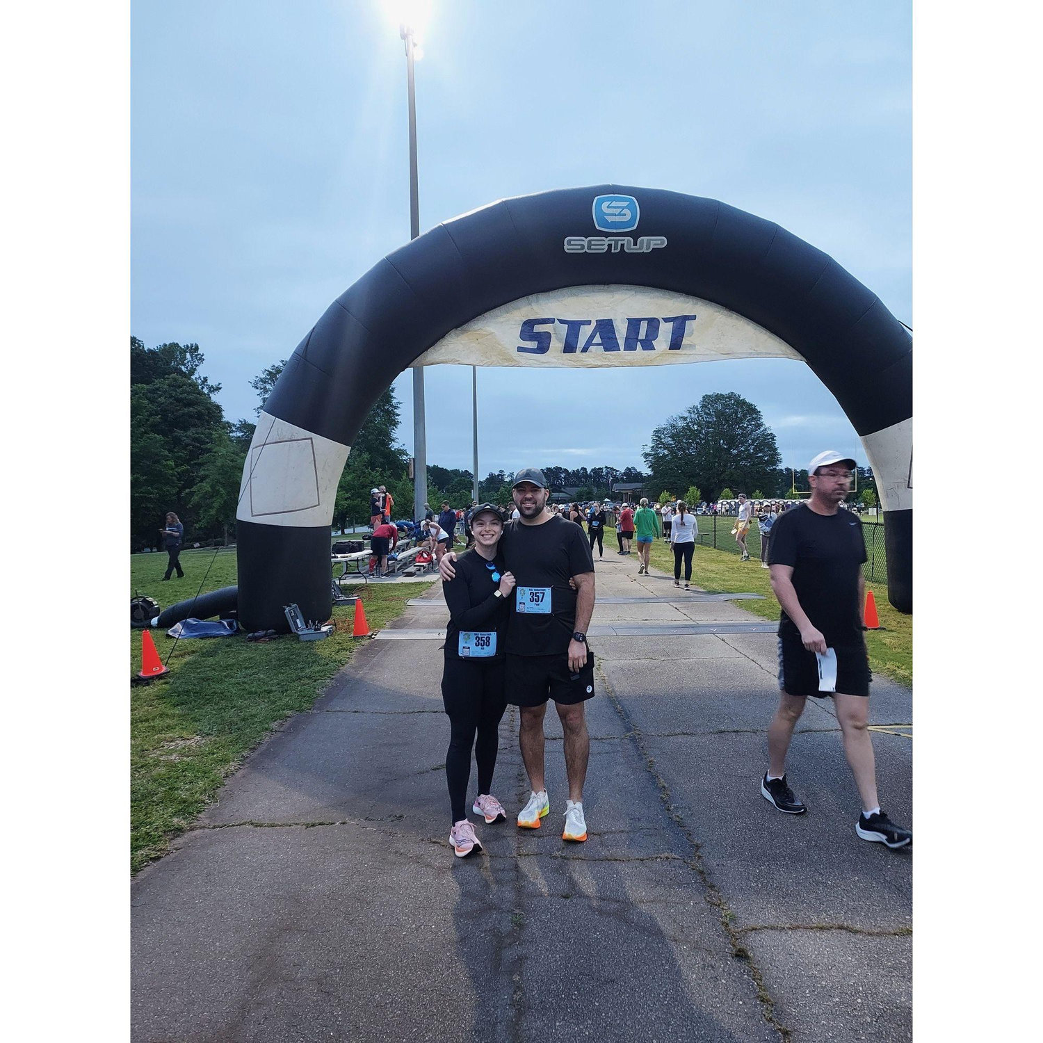 A "pre race day" photo of our first half marathon together.