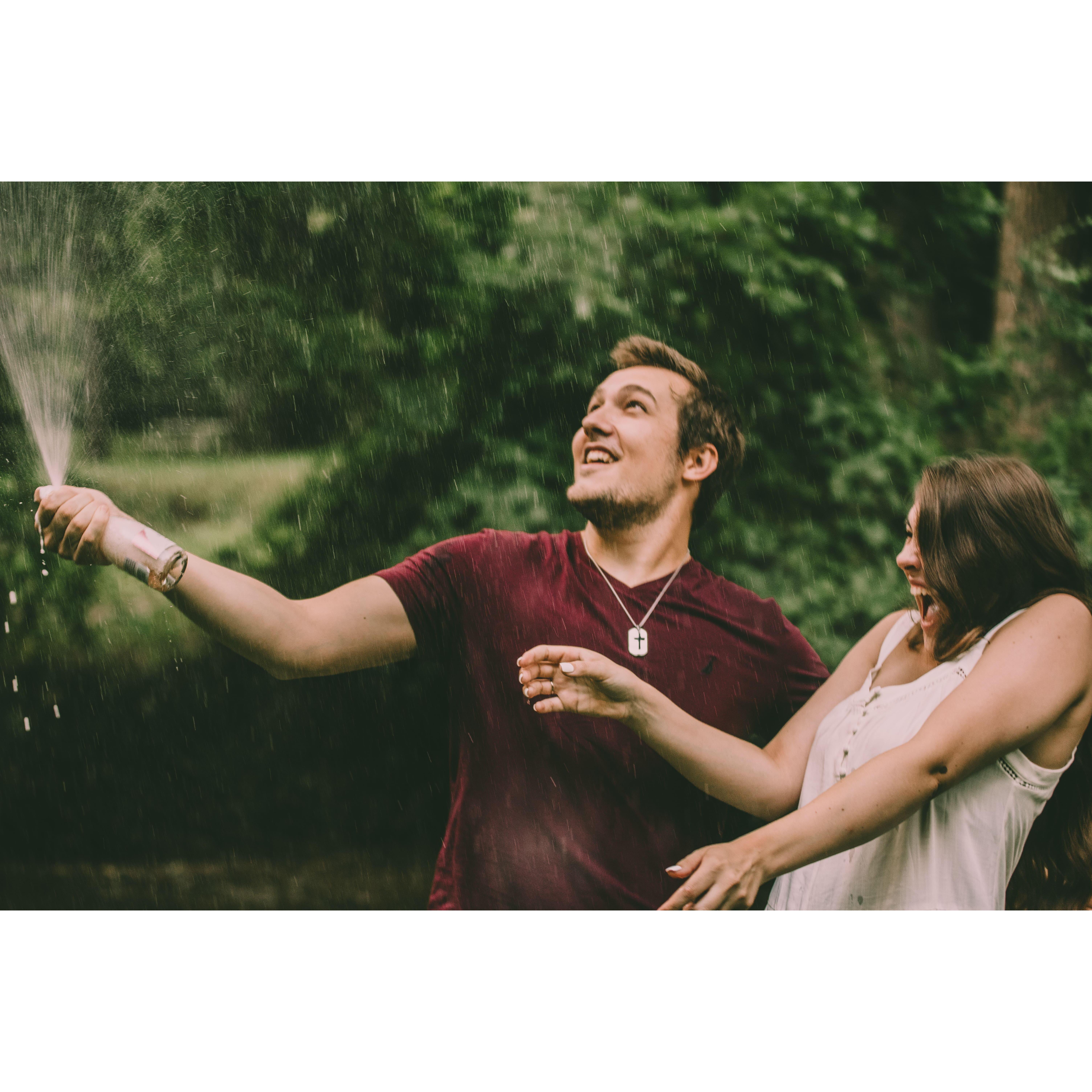 Pop the champagne, he popped the question!