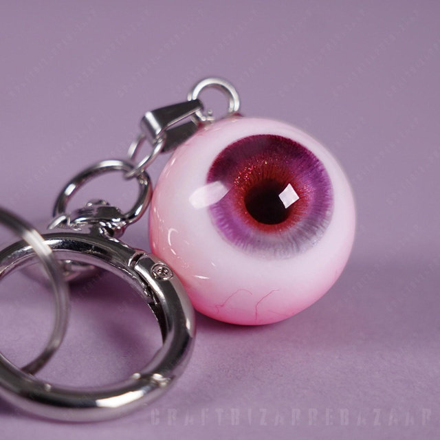 Pastel Goth Eyeball Keyring: Handmade Resin Charm
