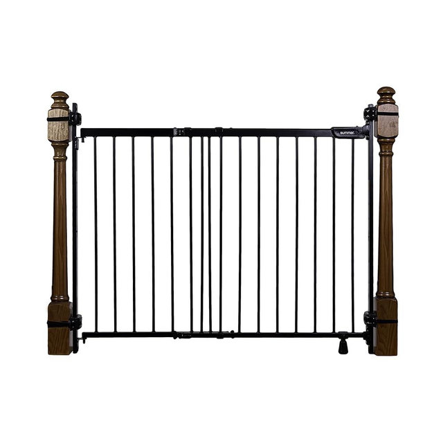 Summer Infant Metal Banister & Stair Safety Baby Gate, 31'-46' Wide, 32.5' Tall, Banister & Wall Mount, Black